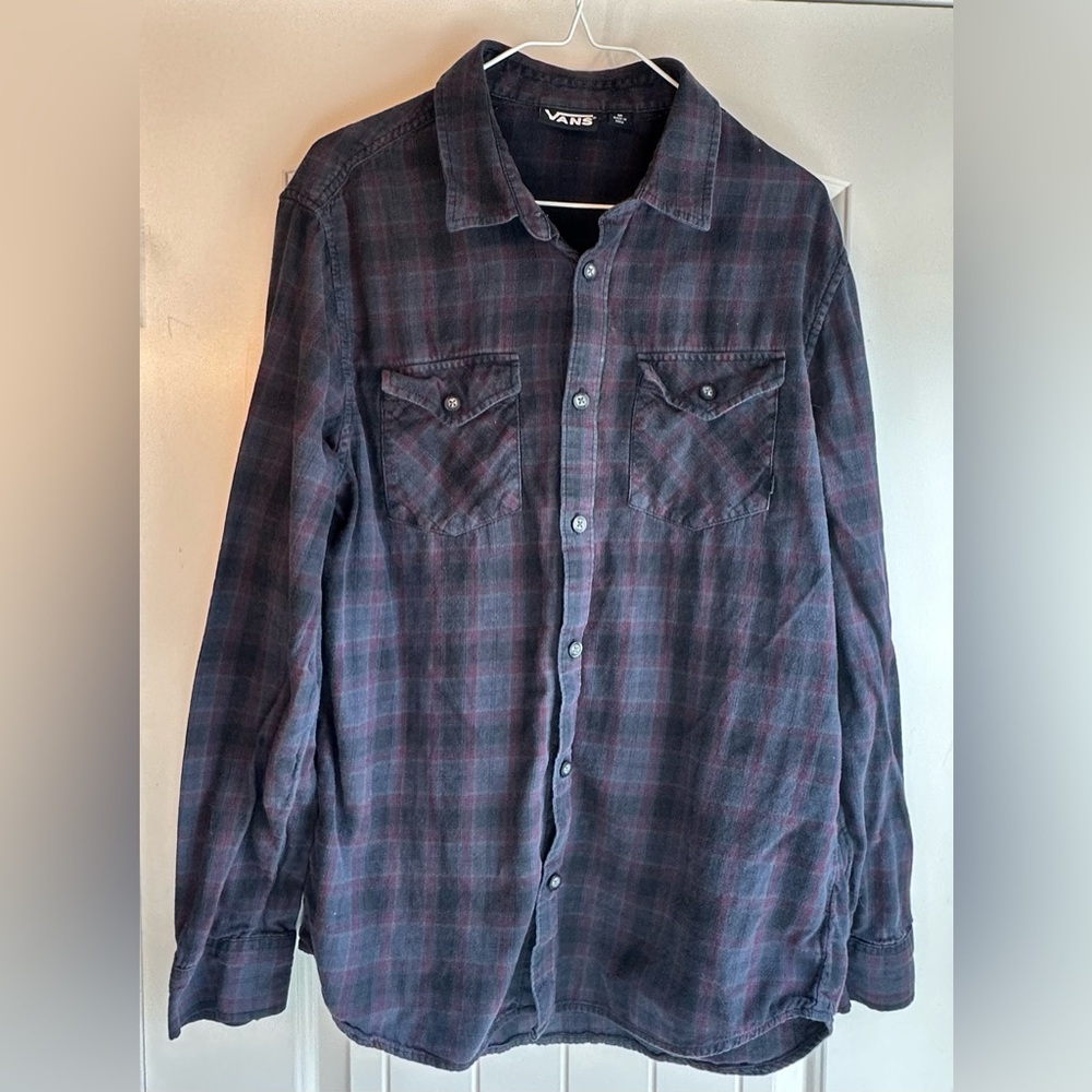 Vans Black and Purple Plaid Shirt